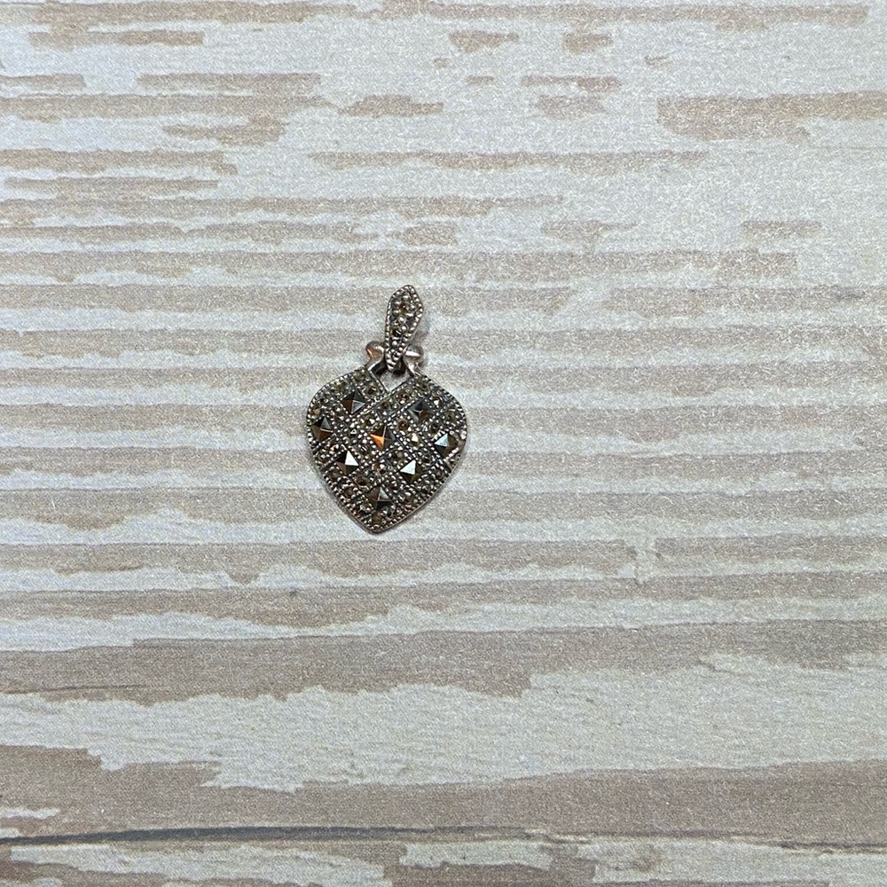 Vintage sterling silver marcasite heart pendant